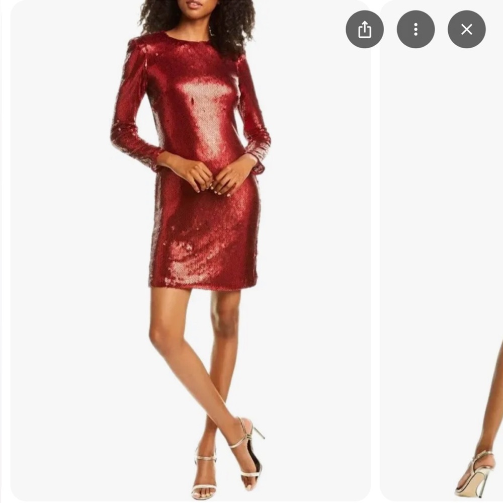 Monique Lhuillier Red Sequins Mini Dress